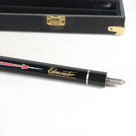 Eliminator Woven Fiberglass Over Wood Pool Cue Stick w/ Hard Case Black Red - Picture 11 of 16